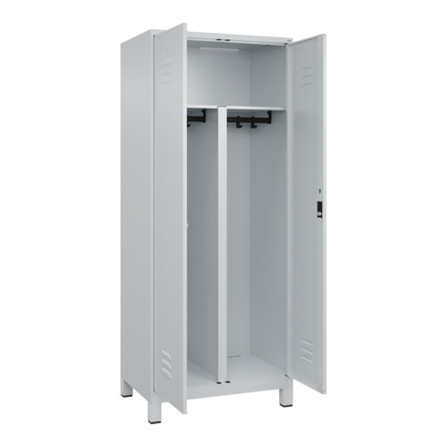 C+P PSA Doppel-Spind Classic PLUS, Füße, 2 Abteile, 1950x800x500mm, 7035/7035 Verschluss Zylinderschloss