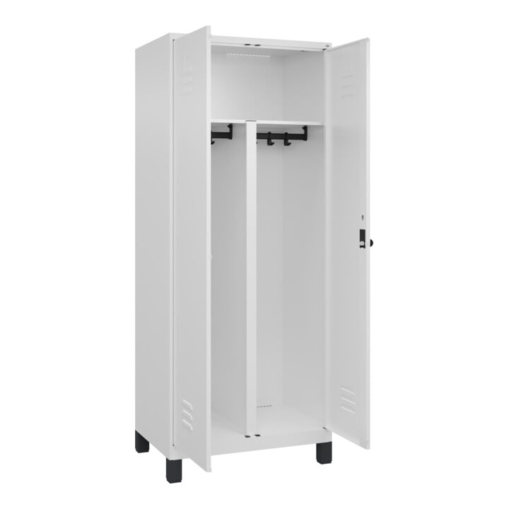 C+P PSA Doppel-Spind Classic PLUS, Füße, 2 Abteile, 1950x800x500mm, 9016/9016 Verschluss Sicherheits-Drehriegel