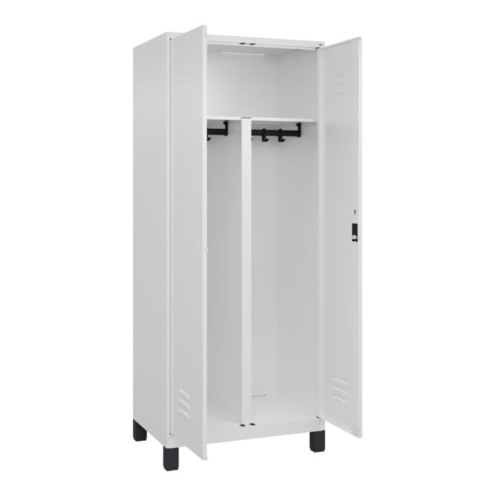 C+P PSA Doppel-Spind Classic PLUS, Füße, 2 Abteile, 1950x800x500mm, 9016/9016 Verschluss Zylinderschloss