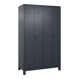 C+P PSA Doppel-Spind Classic PLUS, Füße, 4 Abteile, 1950x1200x500mm, 7016/7016 Verschluss Sicherheits-Drehriegel