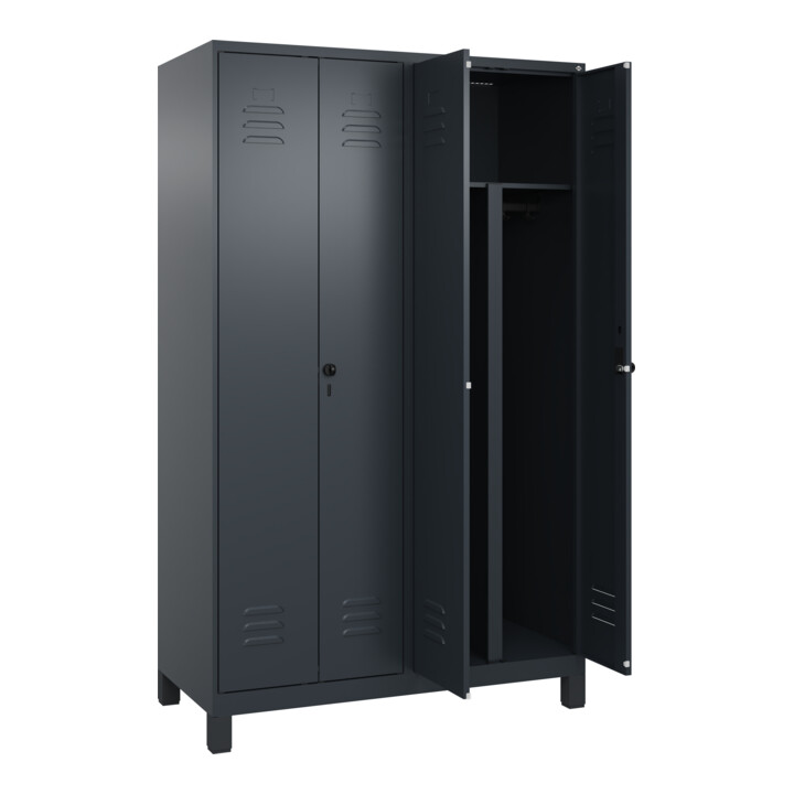 C+P PSA Doppel-Spind Classic PLUS, Füße, 4 Abteile, 1950x1200x500mm, 7016/7016 Verschluss Sicherheits-Drehriegel