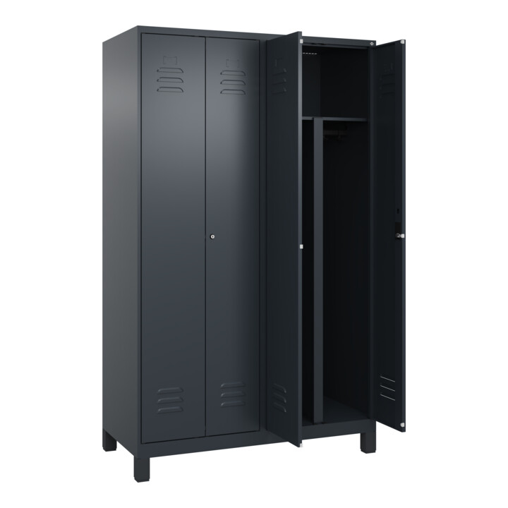 C+P PSA Doppel-Spind Classic PLUS, Füße, 4 Abteile, 1950x1200x500mm, 7016/7016 Verschluss Zylinderschloss