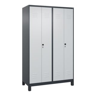 C+P PSA Doppel-Spind Classic PLUS, Füße, 4 Abteile, 1950x1200x500mm, 7016/7035 Verschluss Sicherheits-Drehriegel