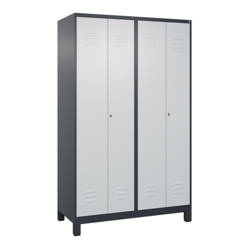 C+P PSA Doppel-Spind Classic PLUS, Füße, 4 Abteile, 1950x1200x500mm, 7016/7035 Verschluss Zylinderschloss