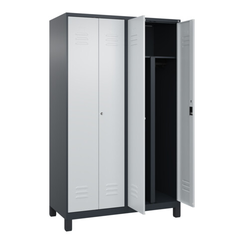 C+P PSA Doppel-Spind Classic PLUS, Füße, 4 Abteile, 1950x1200x500mm, 7016/7035 Verschluss Zylinderschloss