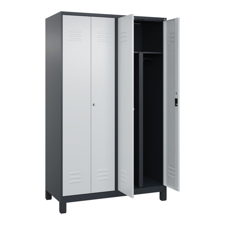 C+P PSA Doppel-Spind Classic PLUS, Füße, 4 Abteile, 1950x1200x500mm, 7016/7035 Verschluss Zylinderschloss