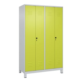 C+P PSA Doppel-Spind Classic PLUS, Füße, 4 Abteile, 1950x1200x500mm, 7035/0024 Verschluss Sicherheits-Drehriegel