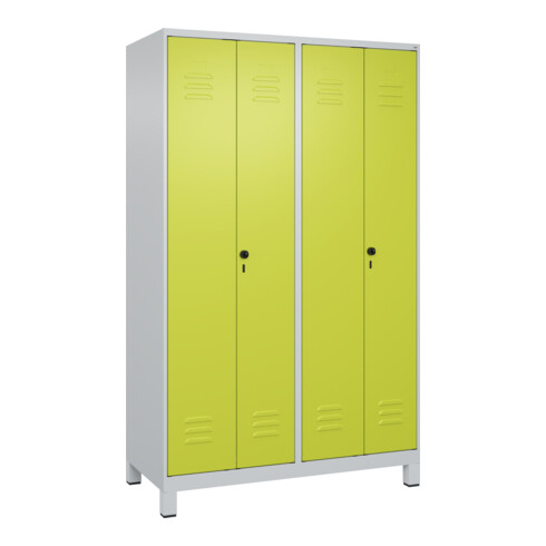 C+P PSA Doppel-Spind Classic PLUS, Füße, 4 Abteile, 1950x1200x500mm, 7035/0024 Verschluss Sicherheits-Drehriegel