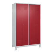C+P PSA Doppel-Spind Classic PLUS, Füße, 4 Abteile, 1950x1200x500mm, 7035/3003 Verschluss Zylinderschloss