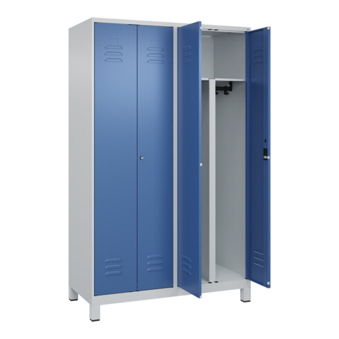 C+P PSA Doppel-Spind Classic PLUS, Füße, 4 Abteile, 1950x1200x500mm, 7035/5023 Verschluss Zylinderschloss