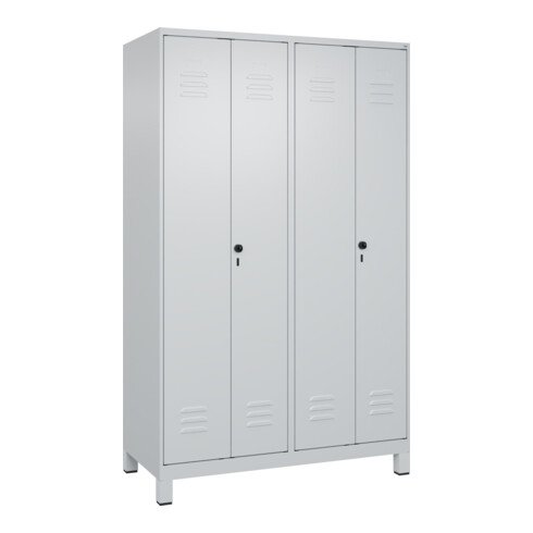 C+P PSA Doppel-Spind Classic PLUS, Füße, 4 Abteile, 1950x1200x500mm, 7035/7035 Verschluss Sicherheits-Drehriegel