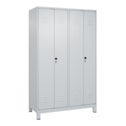 C+P PSA Doppel-Spind Classic PLUS, Füße, 4 Abteile, 1950x1200x500mm, 7035/7035 Verschluss Sicherheits-Drehriegel