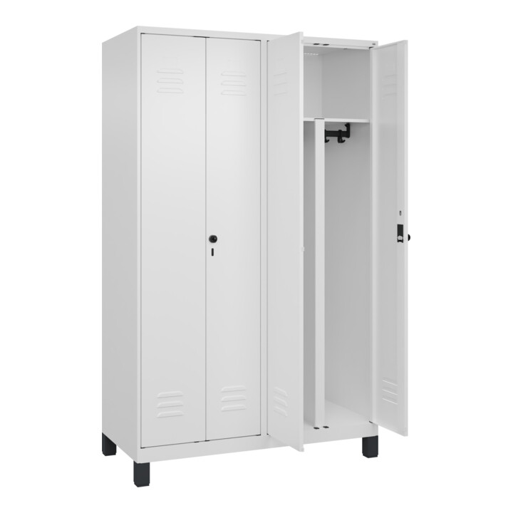 C+P PSA Doppel-Spind Classic PLUS, Füße, 4 Abteile, 1950x1200x500mm, 9016/9016 Verschluss Sicherheits-Drehriegel