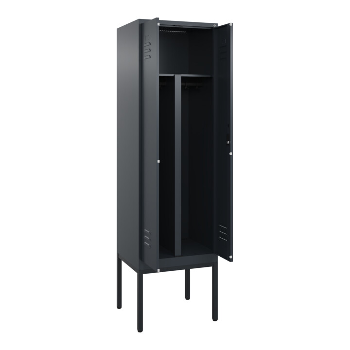 C+P PSA Doppel-Spind Classic PLUS, Gestell, 2 Abteile, 2120x600x500mm, 7016/7016 Verschluss Zylinderschloss
