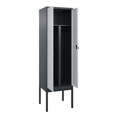 C+P PSA Doppel-Spind Classic PLUS, Gestell, 2 Abteile, 2120x600x500mm, 7016/7035 Verschluss Sicherheits-Drehriegel