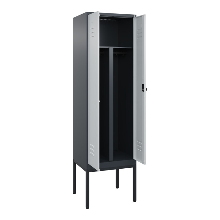 C+P PSA Doppel-Spind Classic PLUS, Gestell, 2 Abteile, 2120x600x500mm, 7016/7035 Verschluss Sicherheits-Drehriegel