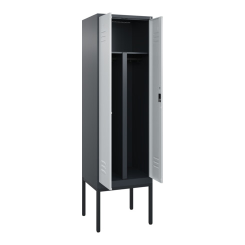 C+P PSA Doppel-Spind Classic PLUS, Gestell, 2 Abteile, 2120x600x500mm, 7016/7035 Verschluss Zylinderschloss