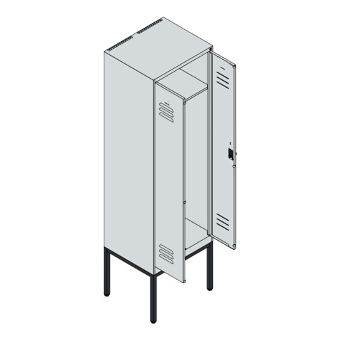 C+P PSA Doppel-Spind Classic PLUS, Gestell, 2 Abteile, 2120x600x500mm, 7035/2004 Verschluss Sicherheits-Drehriegel