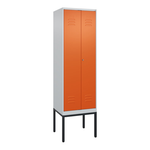 C+P PSA Doppel-Spind Classic PLUS, Gestell, 2 Abteile, 2120x600x500mm, 7035/2004 Verschluss Zylinderschloss