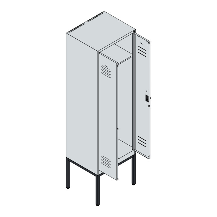C+P PSA Doppel-Spind Classic PLUS, Gestell, 2 Abteile, 2120x600x500mm, 7035/3003 Verschluss Sicherheits-Drehriegel