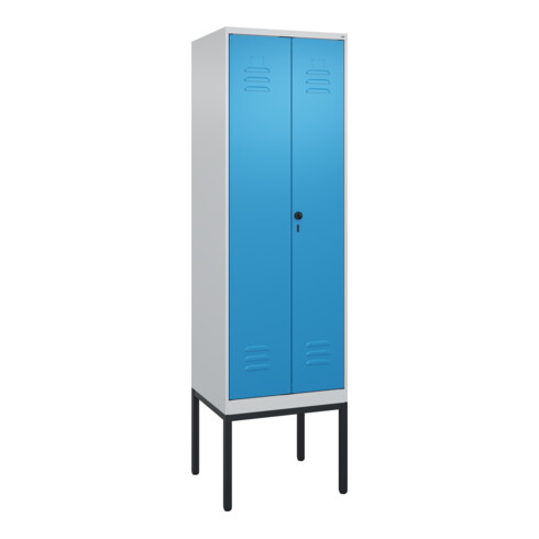 C+P PSA Doppel-Spind Classic PLUS, Gestell, 2 Abteile, 2120x600x500mm, 7035/5012 Verschluss Sicherheits-Drehriegel