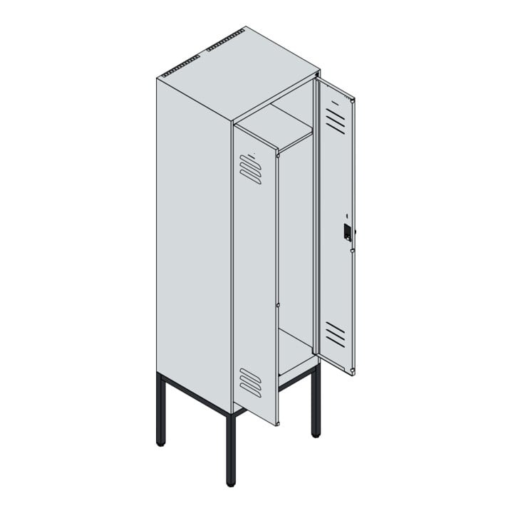 C+P PSA Doppel-Spind Classic PLUS, Gestell, 2 Abteile, 2120x600x500mm, 7035/5012 Verschluss Sicherheits-Drehriegel
