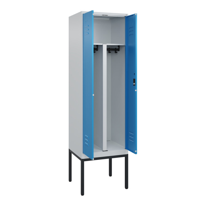 C+P PSA Doppel-Spind Classic PLUS, Gestell, 2 Abteile, 2120x600x500mm, 7035/5012 Verschluss Zylinderschloss