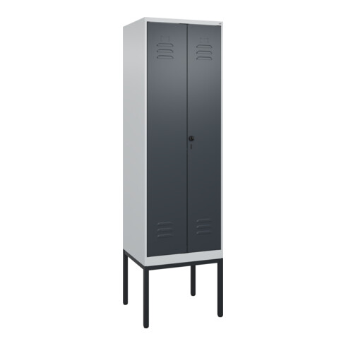 C+P PSA Doppel-Spind Classic PLUS, Gestell, 2 Abteile, 2120x600x500mm, 7035/7016 Verschluss Sicherheits-Drehriegel