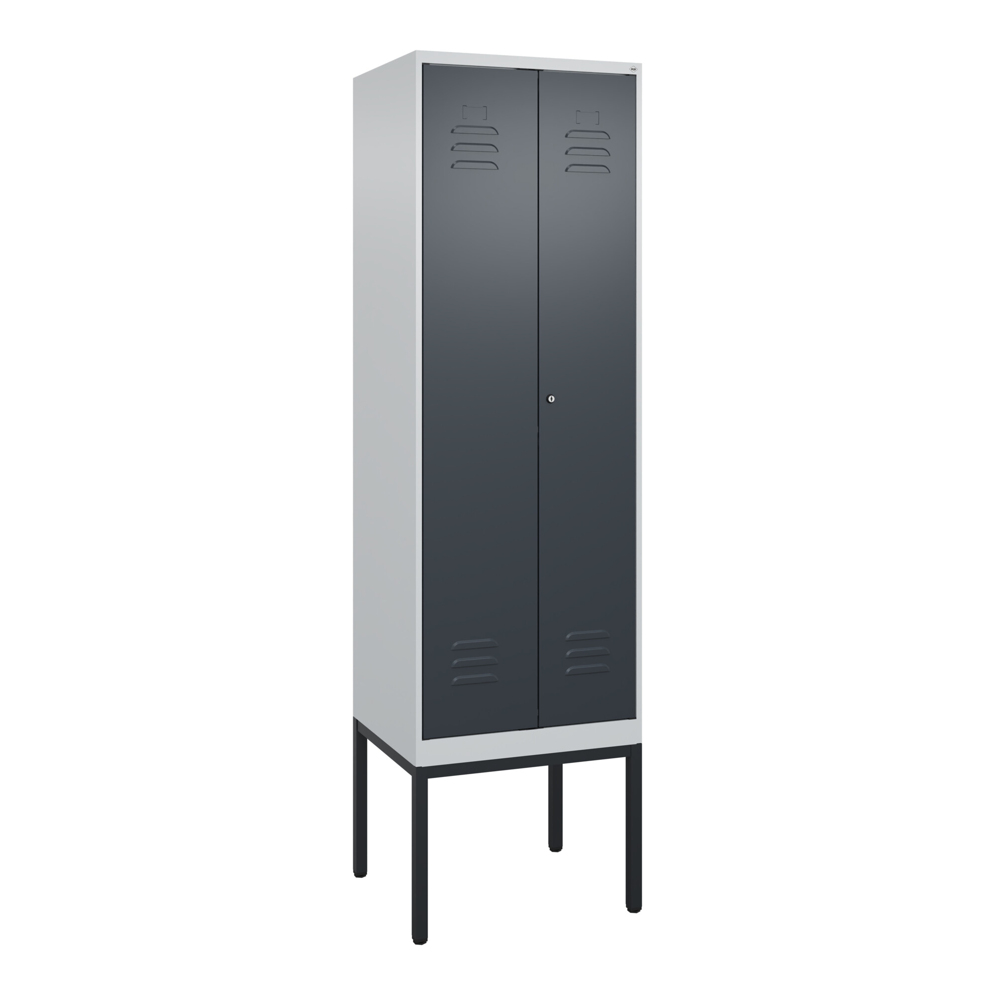 C+P PSA Doppel-Spind Classic PLUS, Gestell, 2 Abteile, 2120x600x500mm, 7035/7016 Verschluss Zylinderschloss ; C + P Möbelsysteme