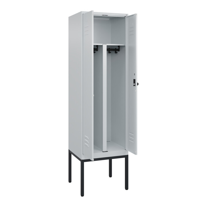 C+P PSA Doppel-Spind Classic PLUS, Gestell, 2 Abteile, 2120x600x500mm, 7035/7035 Verschluss Sicherheits-Drehriegel
