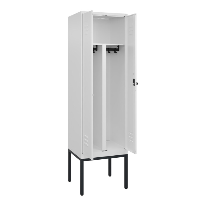 C+P PSA Doppel-Spind Classic PLUS, Gestell, 2 Abteile, 2120x600x500mm, 9016/9016 Verschluss Sicherheits-Drehriegel