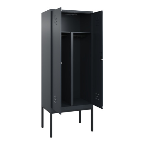 C+P PSA Doppel-Spind Classic PLUS, Gestell, 2 Abteile, 2120x800x500mm, 7016/7016 Verschluss Zylinderschloss