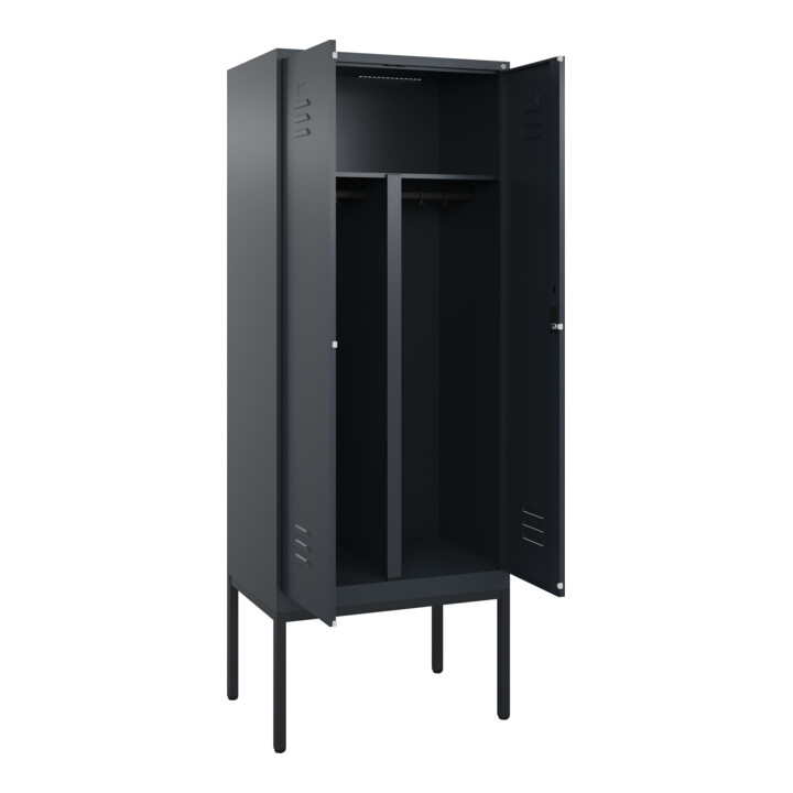 C+P PSA Doppel-Spind Classic PLUS, Gestell, 2 Abteile, 2120x800x500mm, 7016/7016 Verschluss Zylinderschloss