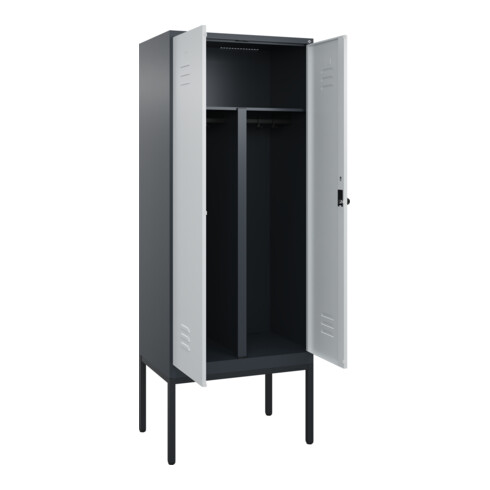 C+P PSA Doppel-Spind Classic PLUS, Gestell, 2 Abteile, 2120x800x500mm, 7016/7035 Verschluss Sicherheits-Drehriegel