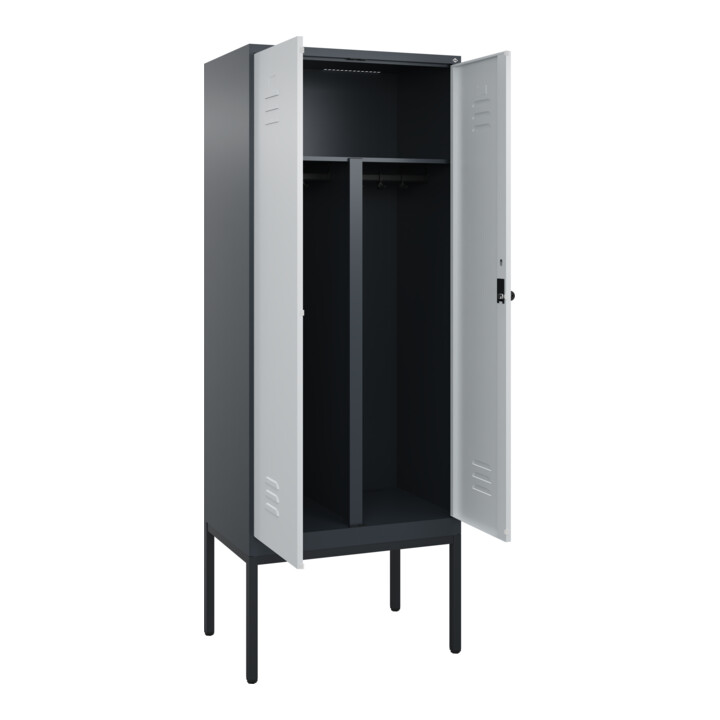 C+P PSA Doppel-Spind Classic PLUS, Gestell, 2 Abteile, 2120x800x500mm, 7016/7035 Verschluss Sicherheits-Drehriegel