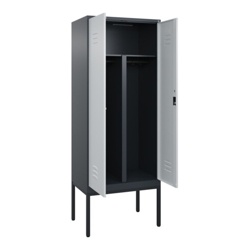 C+P PSA Doppel-Spind Classic PLUS, Gestell, 2 Abteile, 2120x800x500mm, 7016/7035 Verschluss Zylinderschloss