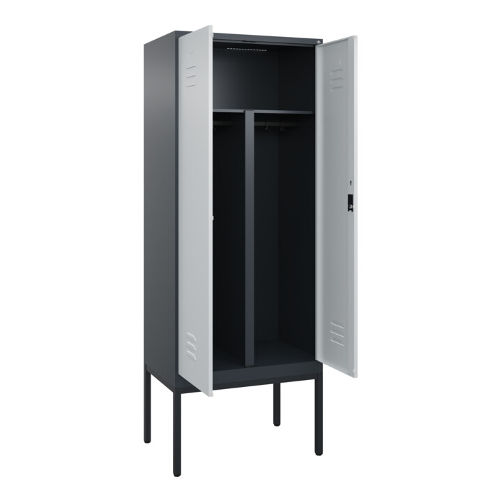 C+P PSA Doppel-Spind Classic PLUS, Gestell, 2 Abteile, 2120x800x500mm, 7016/7035 Verschluss Zylinderschloss