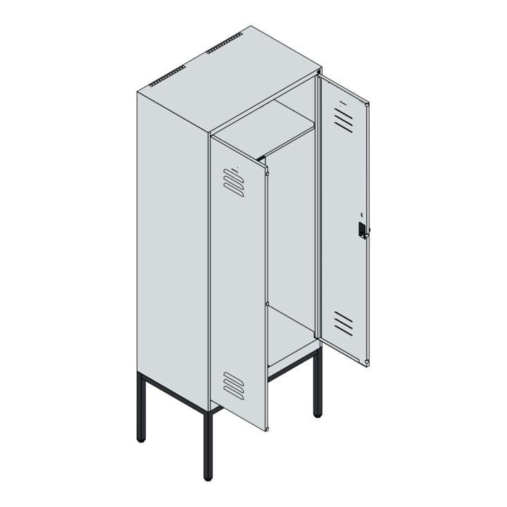 C+P PSA Doppel-Spind Classic PLUS, Gestell, 2 Abteile, 2120x800x500mm, 7016/7035 Verschluss Zylinderschloss
