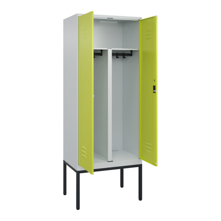 C+P PSA Doppel-Spind Classic PLUS, Gestell, 2 Abteile, 2120x800x500mm, 7035/0024 Verschluss Zylinderschloss