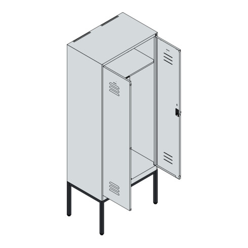 C+P PSA Doppel-Spind Classic PLUS, Gestell, 2 Abteile, 2120x800x500mm, 7035/2004 Verschluss Sicherheits-Drehriegel