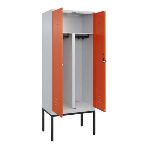 C+P PSA Doppel-Spind Classic PLUS, Gestell, 2 Abteile, 2120x800x500mm, 7035/2004 Verschluss Sicherheits-Drehriegel