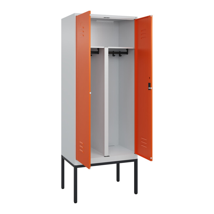 C+P PSA Doppel-Spind Classic PLUS, Gestell, 2 Abteile, 2120x800x500mm, 7035/2004 Verschluss Zylinderschloss