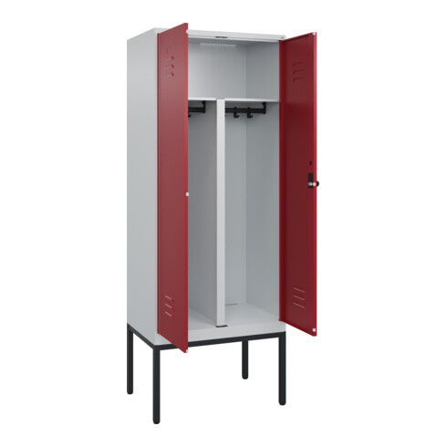 C+P PSA Doppel-Spind Classic PLUS, Gestell, 2 Abteile, 2120x800x500mm, 7035/3003 Verschluss Sicherheits-Drehriegel