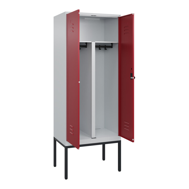 C+P PSA Doppel-Spind Classic PLUS, Gestell, 2 Abteile, 2120x800x500mm, 7035/3003 Verschluss Sicherheits-Drehriegel