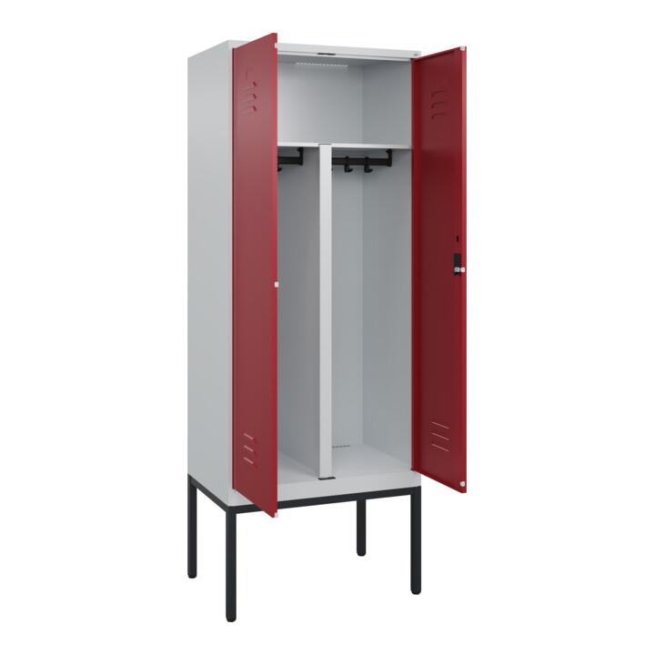 C+P PSA Doppel-Spind Classic PLUS, Gestell, 2 Abteile, 2120x800x500mm, 7035/3003 Verschluss Zylinderschloss