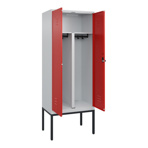 C+P PSA Doppel-Spind Classic PLUS, Gestell, 2 Abteile, 2120x800x500mm, 7035/3020 Verschluss Sicherheits-Drehriegel
