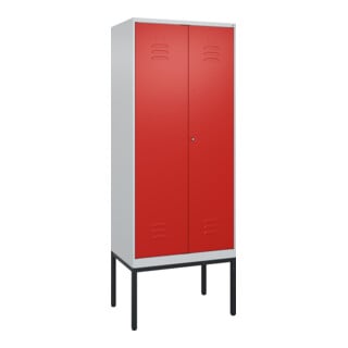 C+P PSA Doppel-Spind Classic PLUS, Gestell, 2 Abteile, 2120x800x500mm, 7035/3020 Verschluss Zylinderschloss