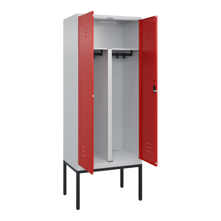 C+P PSA Doppel-Spind Classic PLUS, Gestell, 2 Abteile, 2120x800x500mm, 7035/3020 Verschluss Zylinderschloss