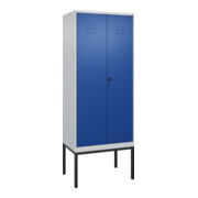 C+P PSA Doppel-Spind Classic PLUS, Gestell, 2 Abteile, 2120x800x500mm, 7035/5010 Verschluss Sicherheits-Drehriegel