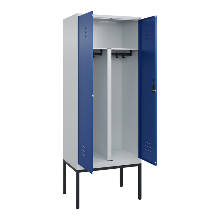 C+P PSA Doppel-Spind Classic PLUS, Gestell, 2 Abteile, 2120x800x500mm, 7035/5010 Verschluss Zylinderschloss